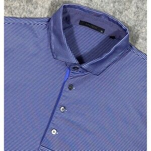 Greyson Saginaw Polo Shirt Men’s L Blue Striped Whisper Rock Golf Performance